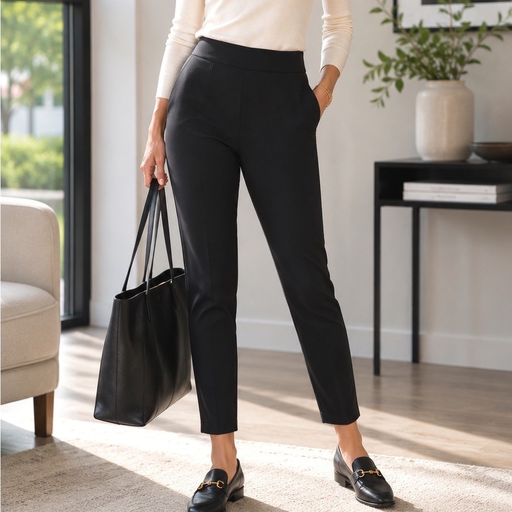 Athleta Brooklyn Ankle Pant Travel Work Career Stretch Pull On Black 0P Petite